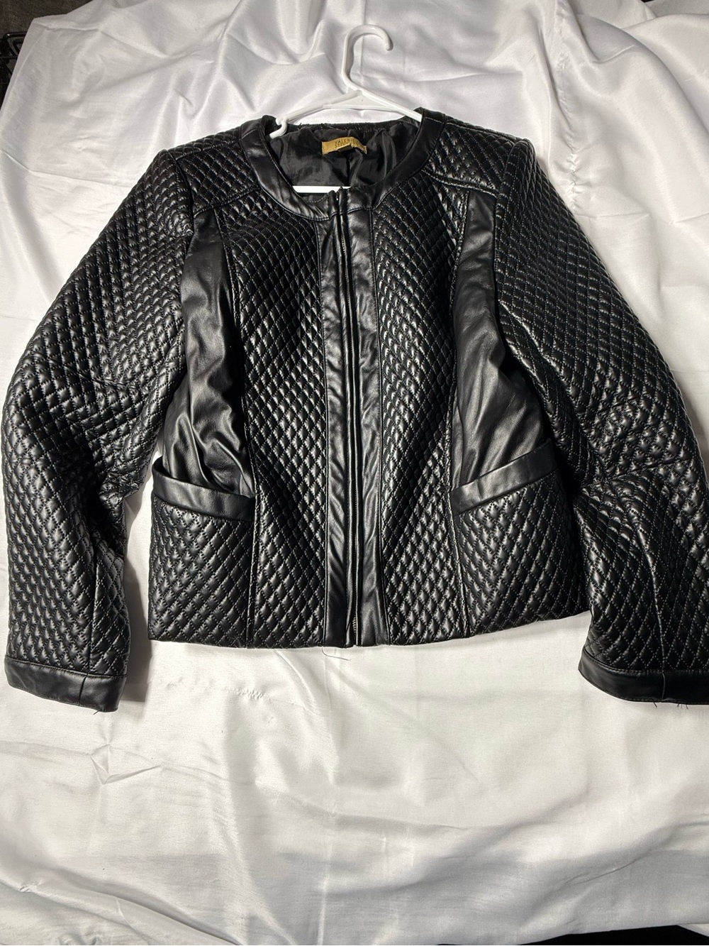 Valerie Stevens Black Quilted Faux Leather Jacket